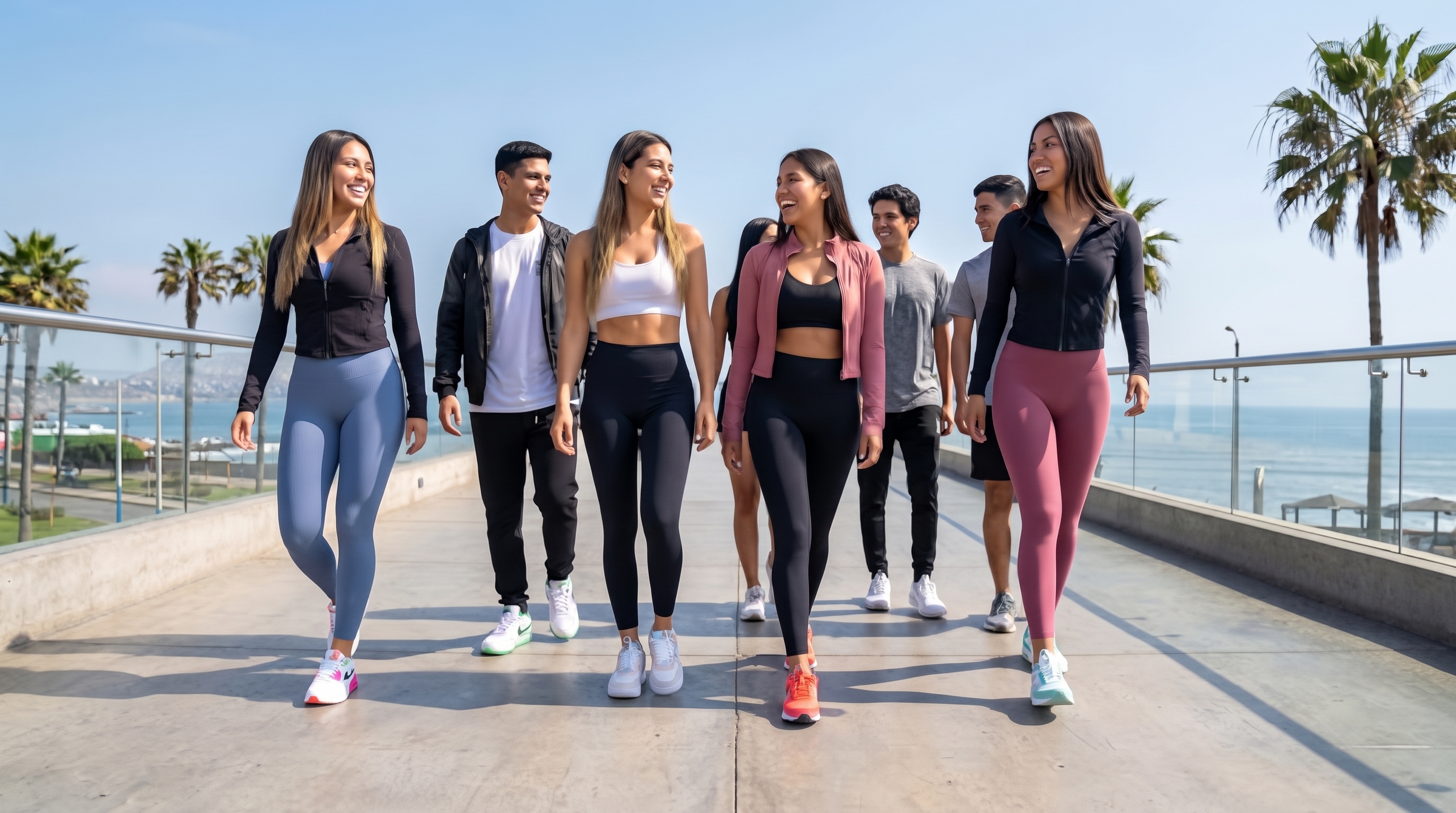 Jóvenes en Lima luciendo calzado y zapatillas de moda bajo el sol del malecón